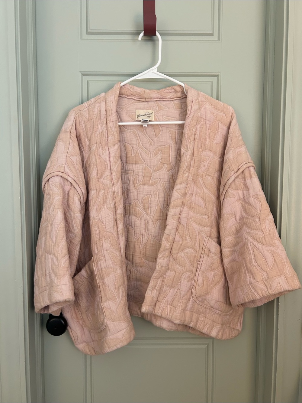 Quilted Open-Front Women's Jacket in Blush Pink